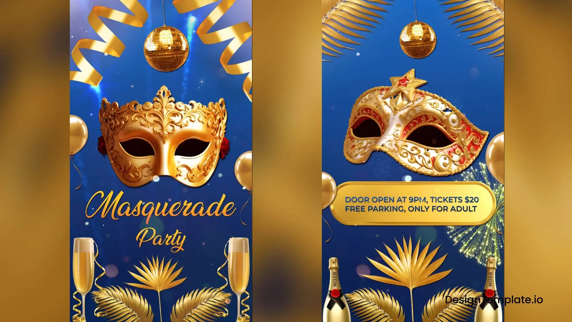 Golden Masquerade Party Instagram Story
